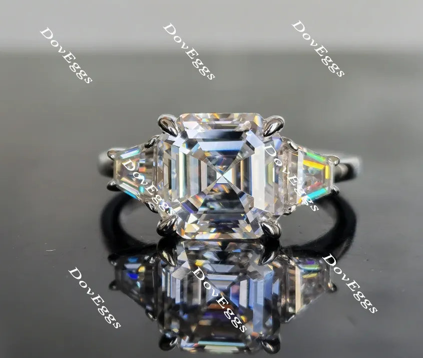 Doveggs asscher three-stone moissanite engagement ring for women
