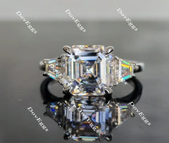 Doveggs asscher three-stone moissanite engagement ring for women