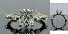 Doveggs oval side stones moissanite engagement ring