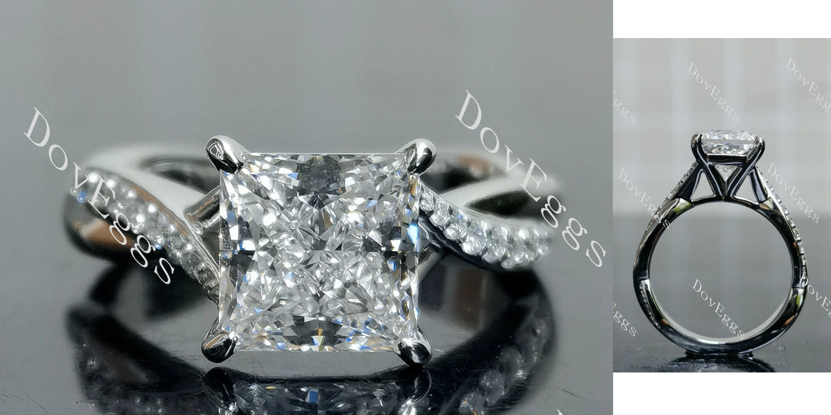 Doveggs Princess Pave Lab Grown Diamond Engagement Ring