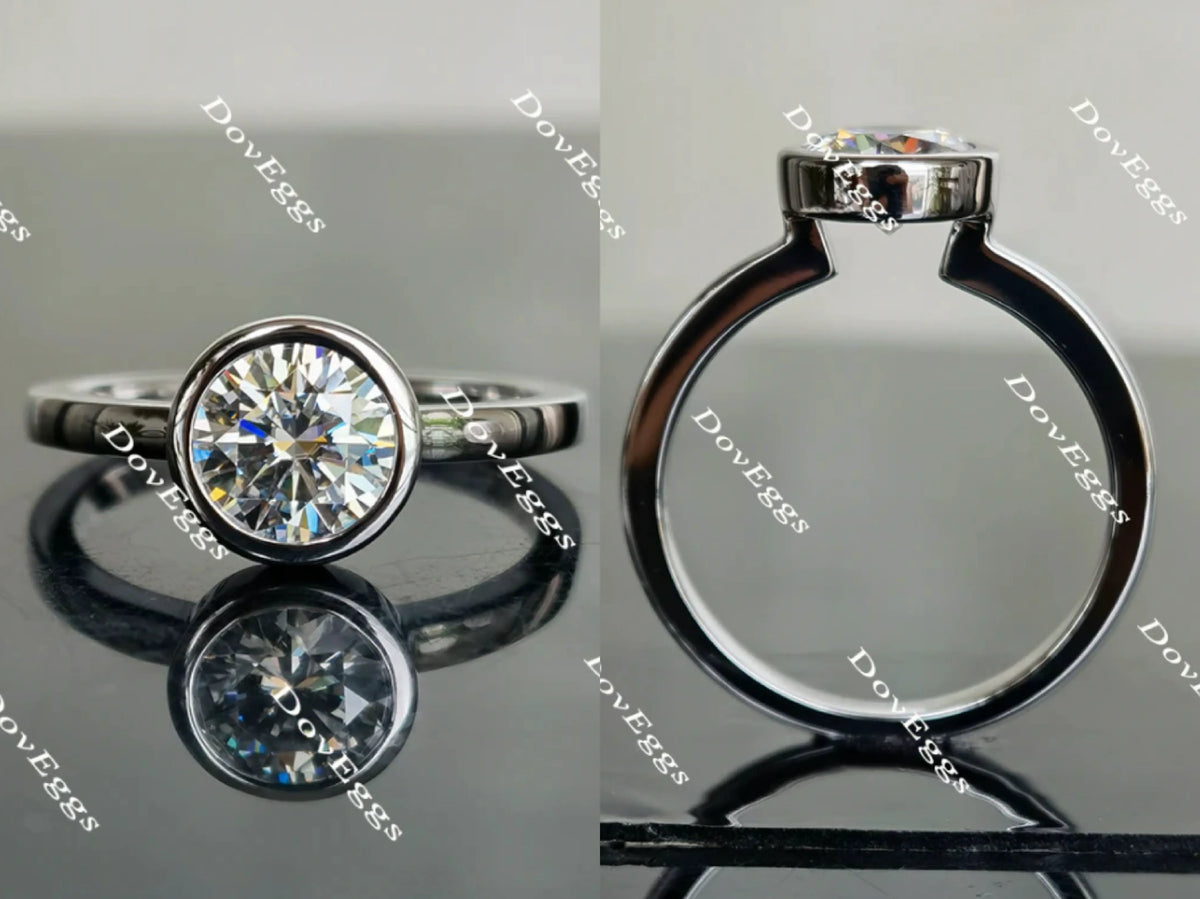 The Erin bezel setting solitaire moissanite engagement ring