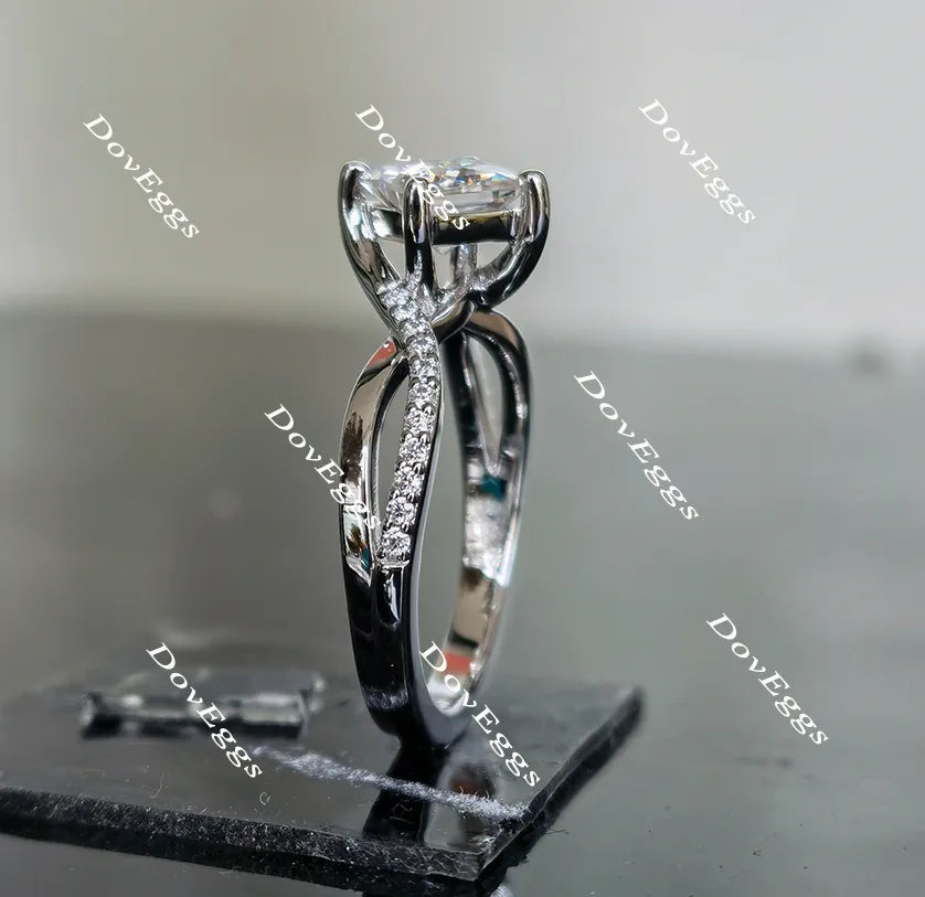 Doveggs princess curved pave moissanite engagement ring