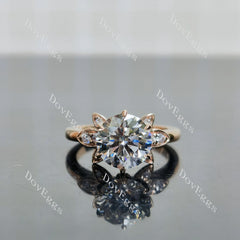 (size 4.5) Doveggs 14k rose gold 2.078ct round F color VS1 Clarity Excellent cut lab grown diamond ring(certified)