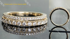 Doveggs round two pave moissanite/lab grown diamond wedding band-2.1mm band width