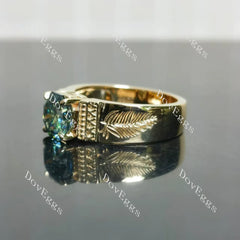 Octagon solitaire carving colored moissanite engagement ring| DovEggs