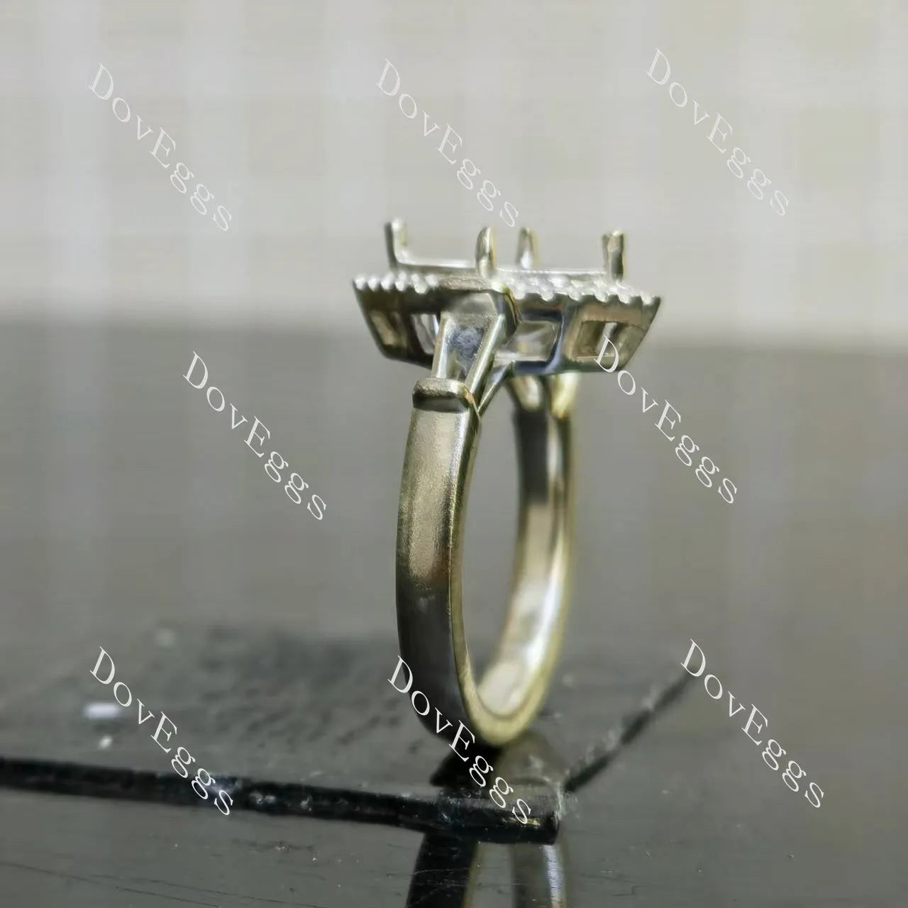 Doveggs halo side stones engagement ring semi-mount only(Exclusively to DovEggs Stones)