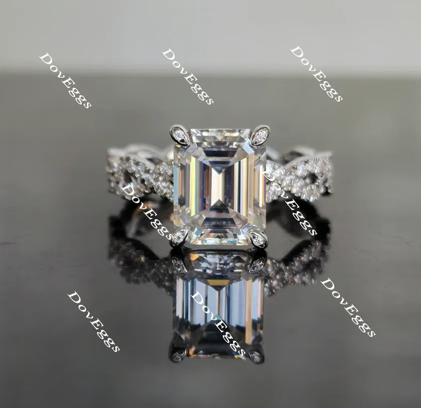 Doveggs emerald full eternity pave moissanite engagement ring