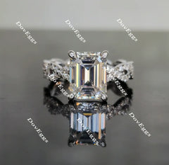 Doveggs emerald full eternity pave moissanite engagement ring