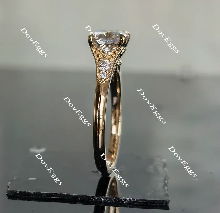 Doveggs pave art deco moissanite/colored gem engagement ring for women