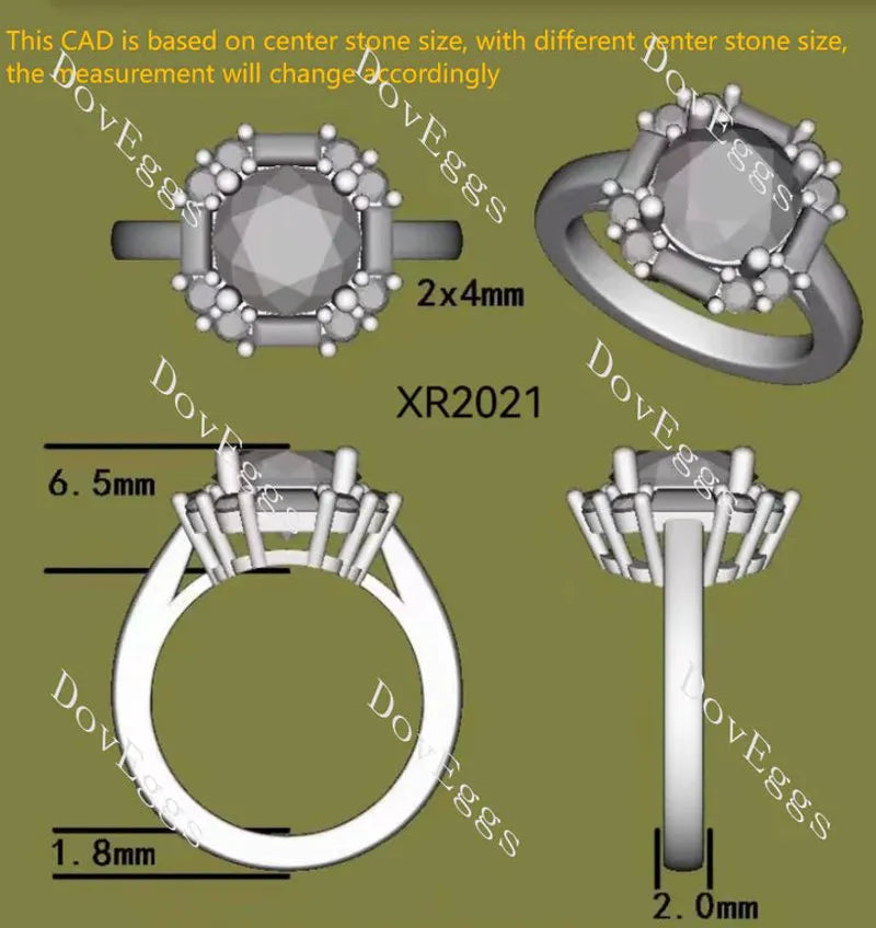 Doveggs halo vintage engagement ring semi-mount only(Exclusively to DovEggs Stones)