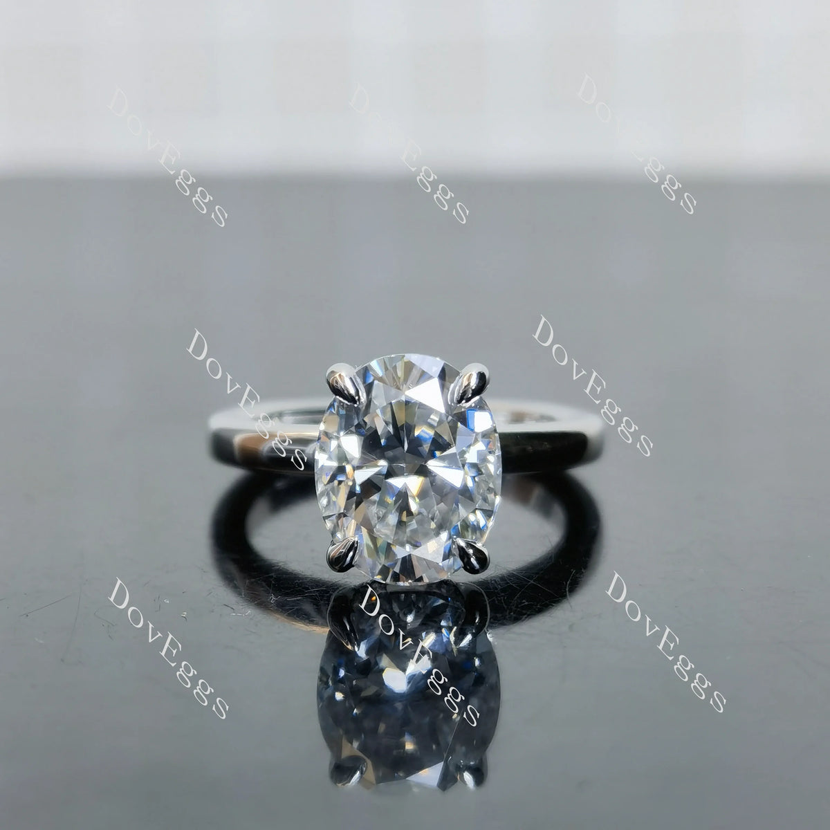 (size 4.75) Doveggs sterling silver 3ct oval moissanite engagement ring