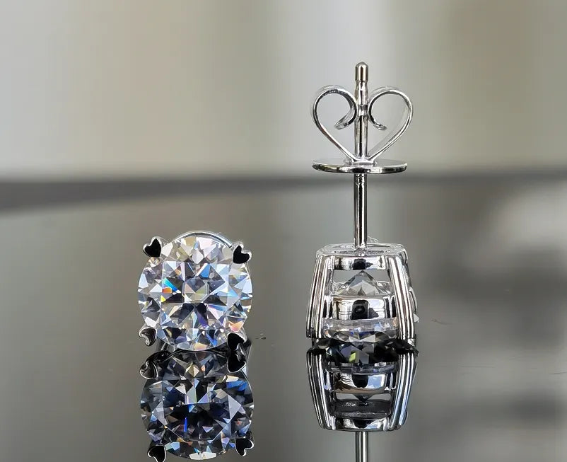 DovEggs solitaire round moissanite stud earring