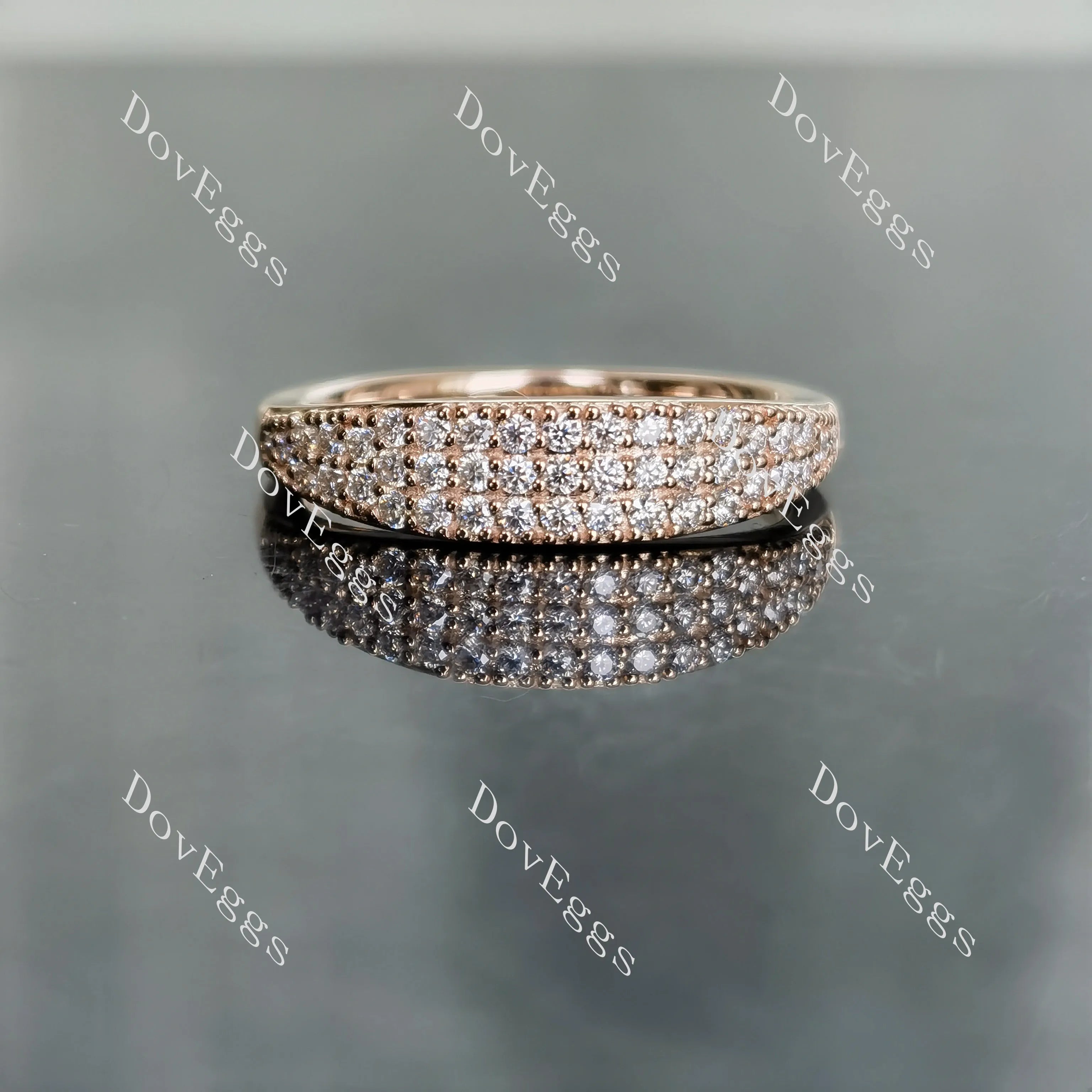Doveggs round pave moissanite/lab grown diamond wedding band-2.0mm band width