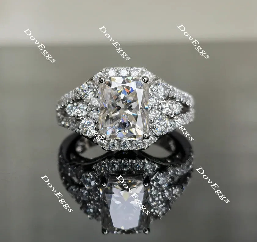 The Janet art deco radiant moissanite engagement ring