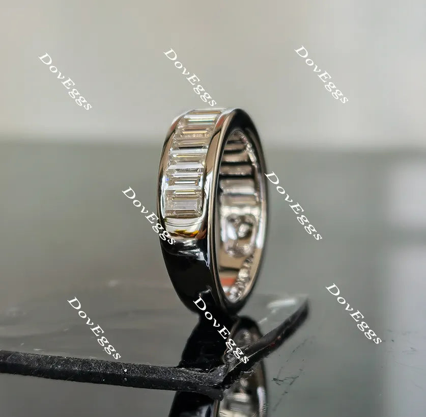Doveggs half eternity channel set baguette moissanite/lab grown diamond wedding band-6mm band width