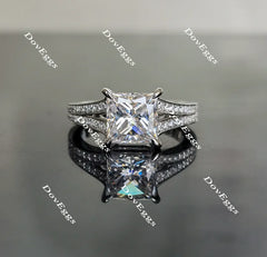 Doveggs half eternity pave split shank moissanite engagement ring for women