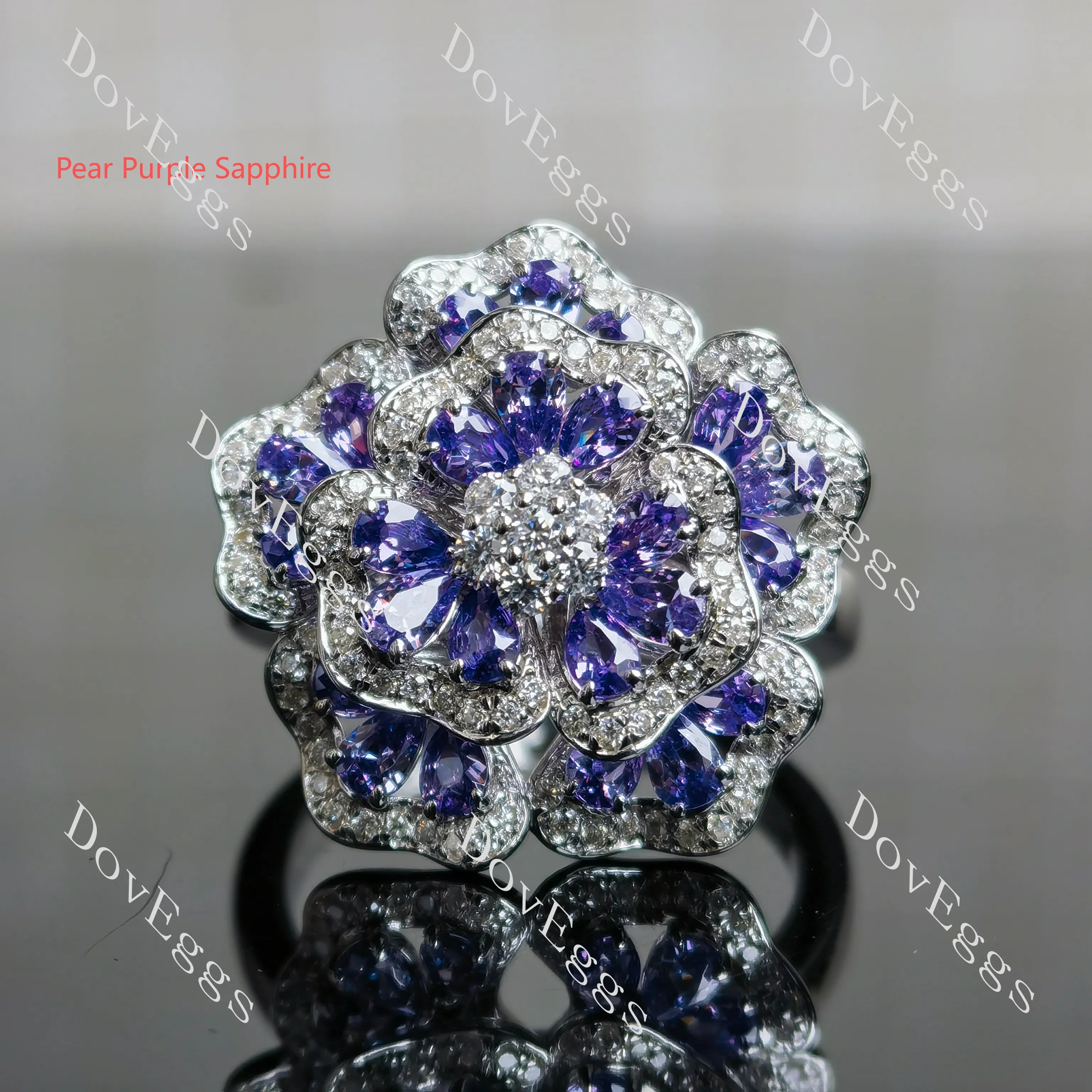 Doveggs floral moissanite and birthstone engagement ring