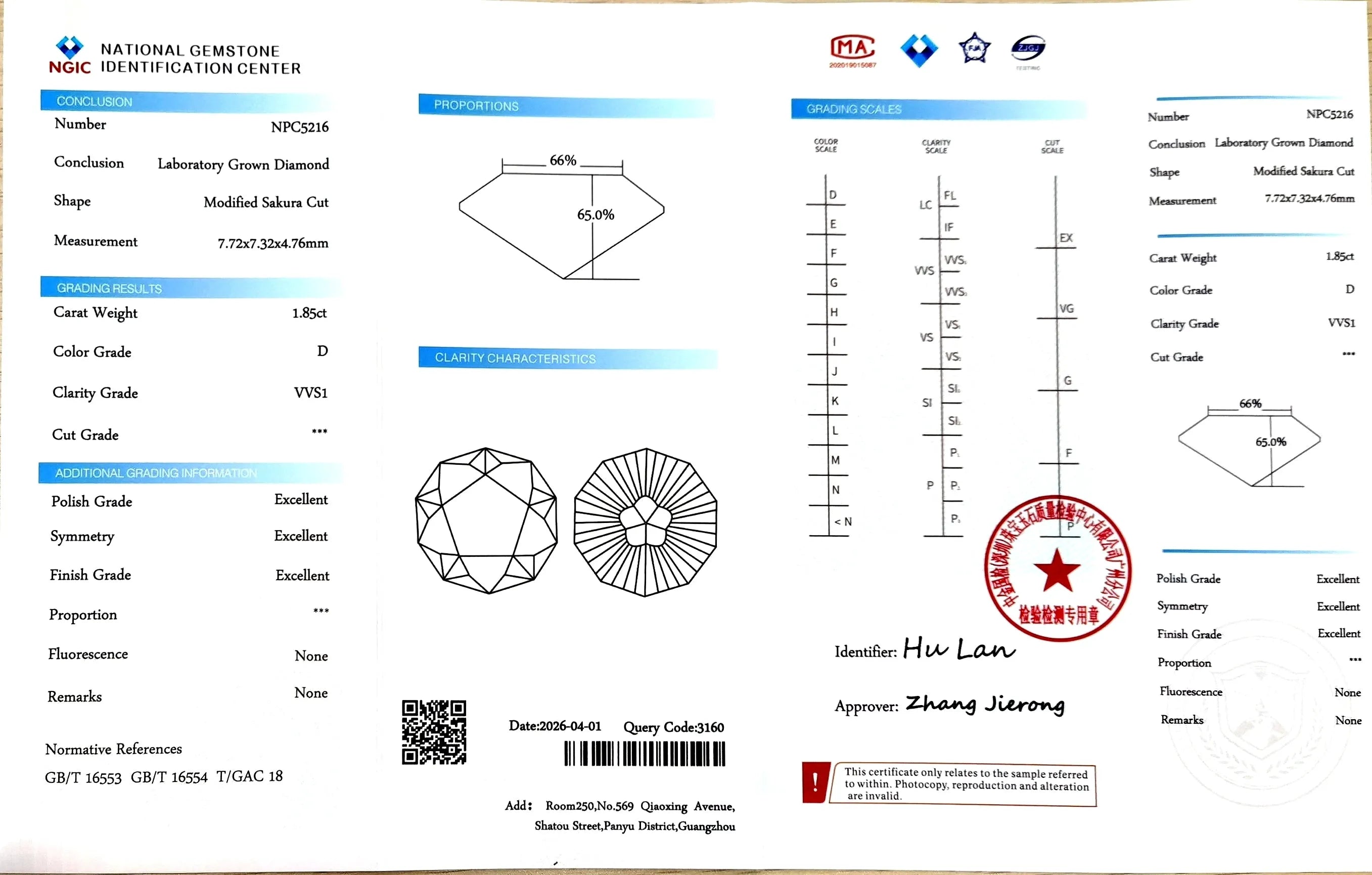 1.85ct Modified Sakura Cut D - VVS1 Clarity | Doveggs Certified