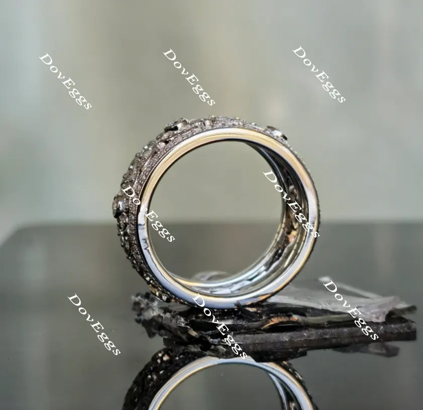 Doveggs round art deco full eternity moissanite/lab grown diamond wedding bands-10.3mm band width