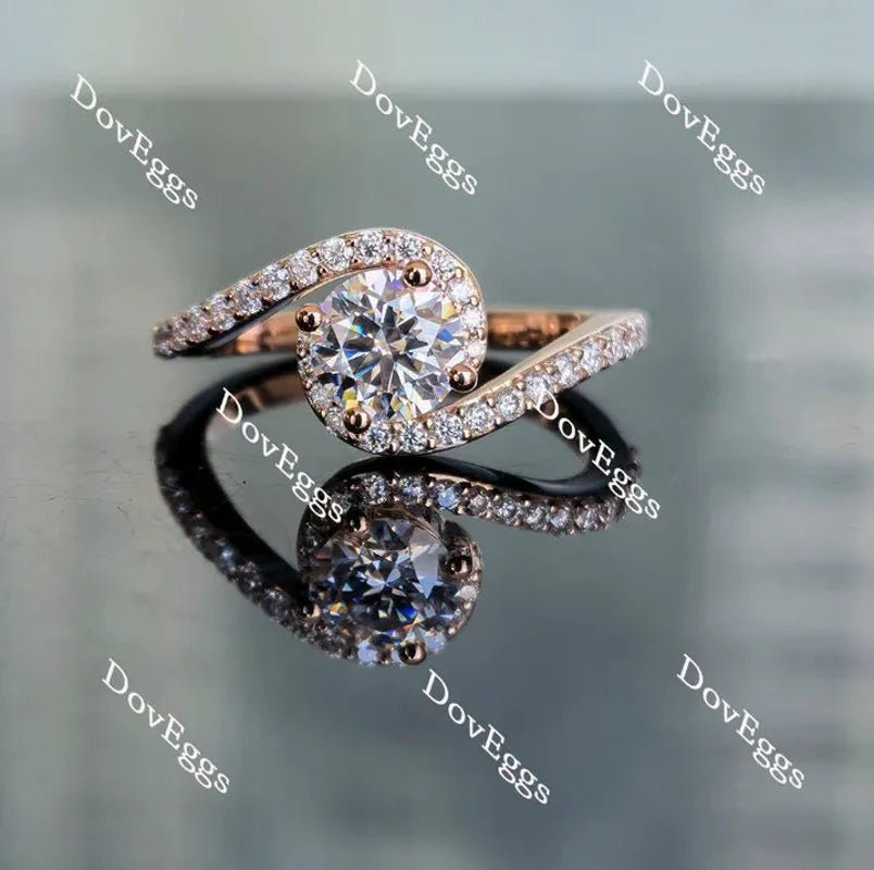 Doveggs pave curved band engagement ring only semi-mount only(Exclusively to DovEggs Stones)