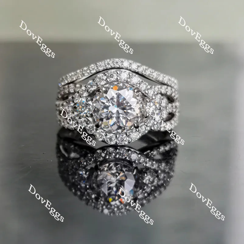 Doveggs round pave curved moissanite/lab grown diamond wedding band (wedding band only)-1.35mm band width