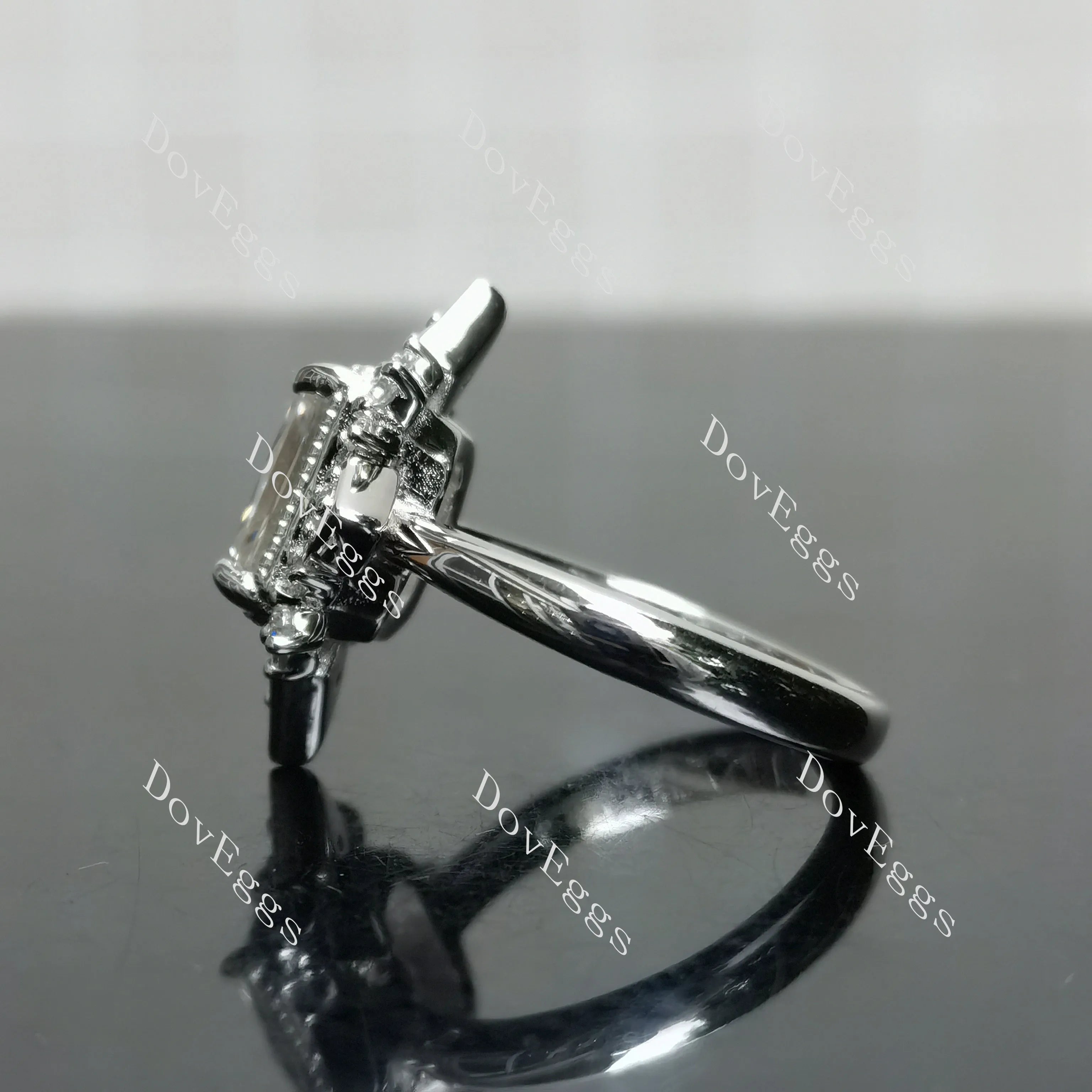 (size 6) Doveggs sterling silver 3ct radiant moissanite engagement ring