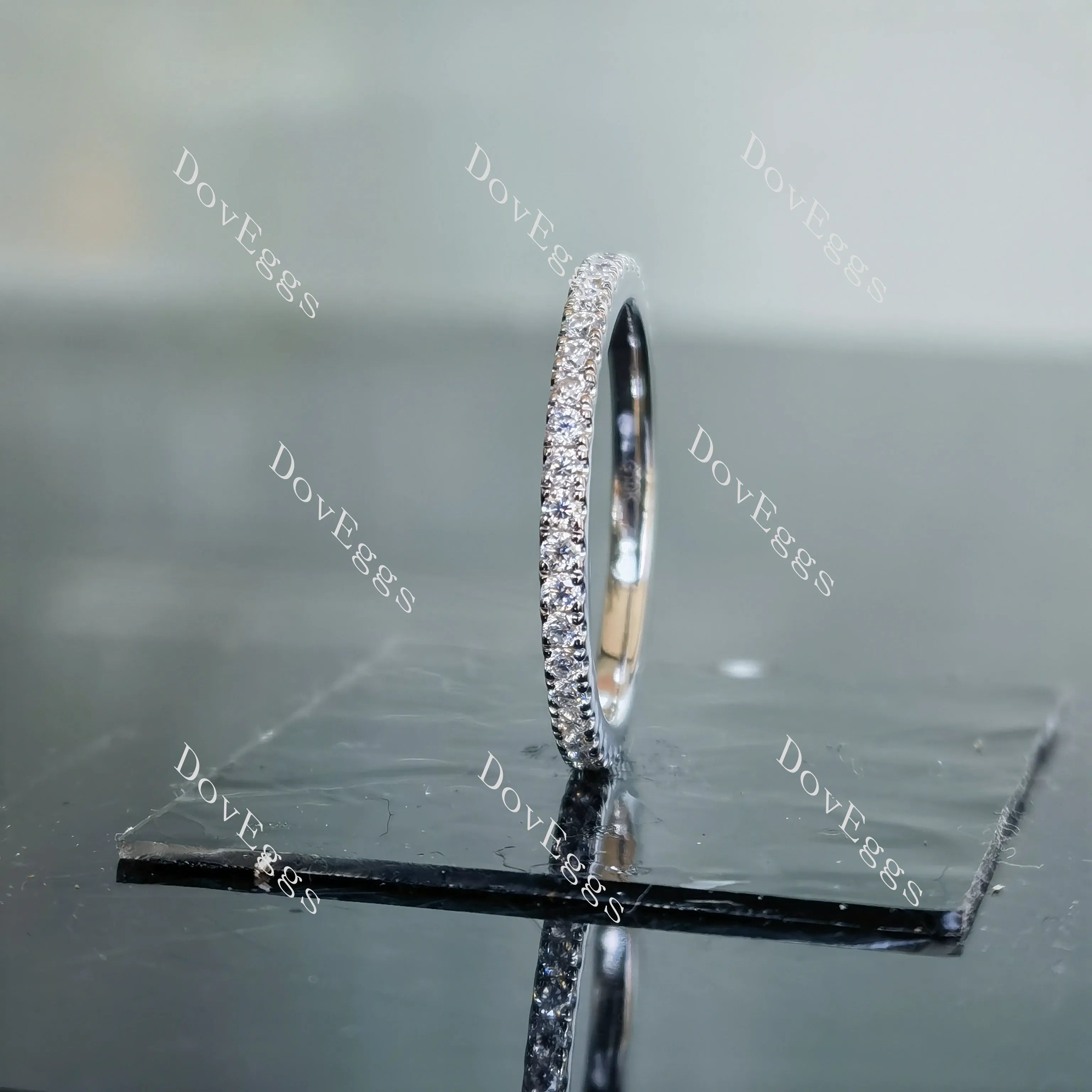 Doveggs round full eternity pave moissanite/lab grown diamond wedding band-1.6mm band width