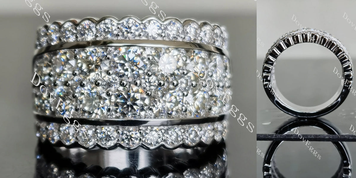 Doveggs round channel set moissanite/lab grown diamond wedding band-6.5mm band width