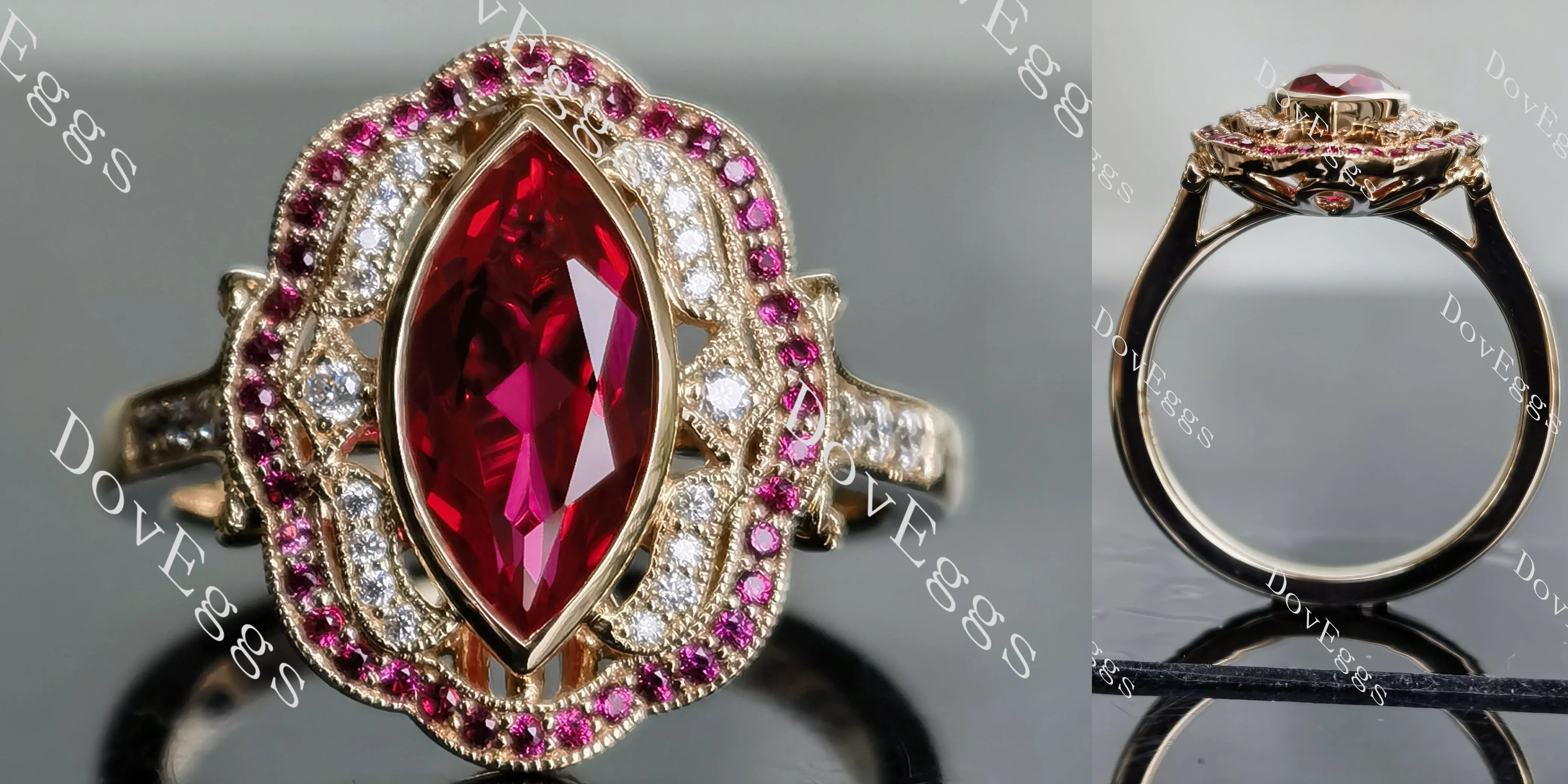 Brianna marquise floral colored gem engagement ring