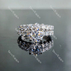 Round pave moissanite engagement ring (engagement ring only)| DovEggs