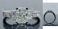 Doveggs Radiant Pave Art Deco Side Stone Lab Grown Diamond Engagement Ring