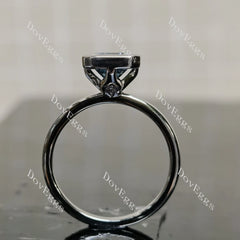 (size 7.5) Doveggs sterling silver pave emerald/princess moissanite ring