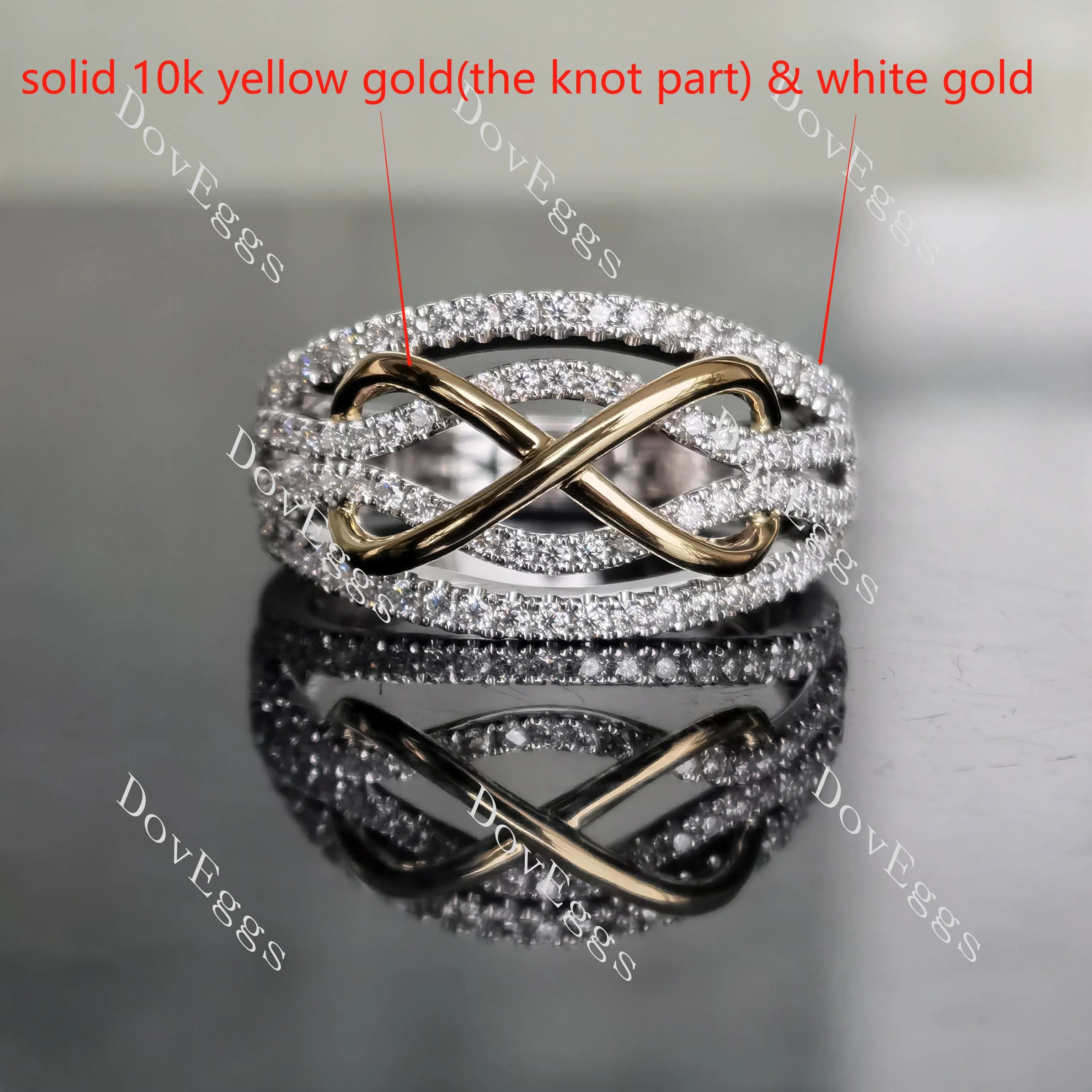 Doveggs knot half eternity pave moissanite/lab grown diamond wedding band-3.7mm band width