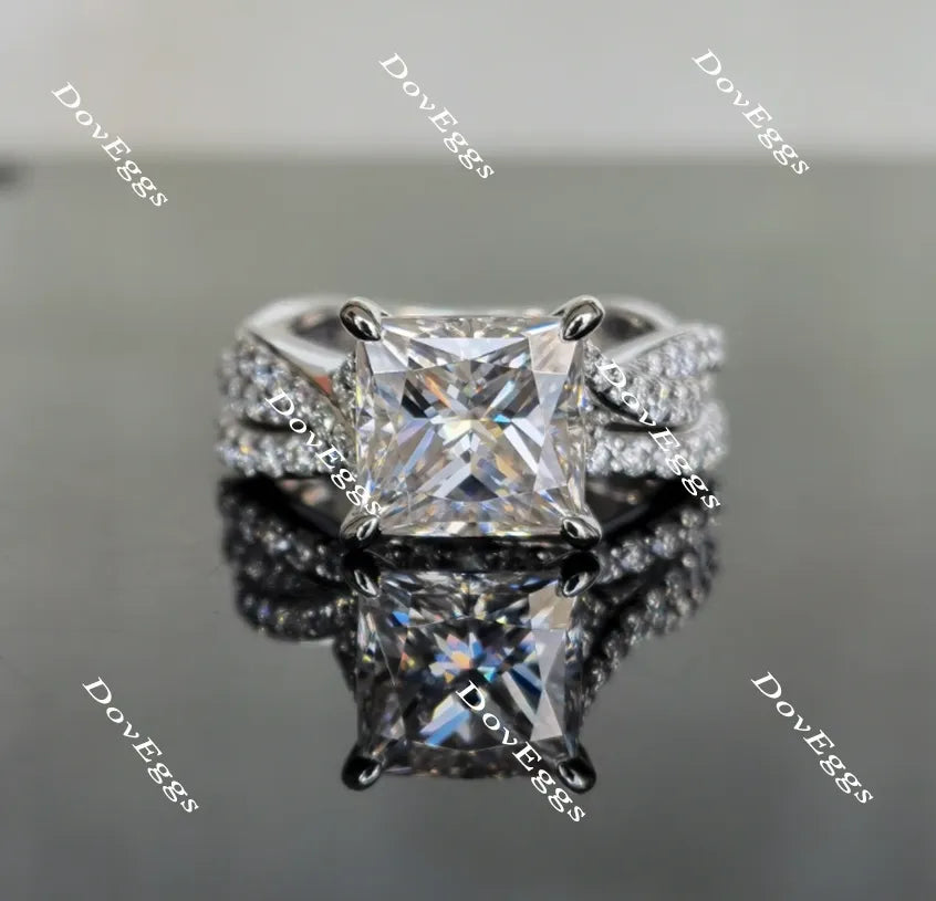 Doveggs curved band princess moissanite engagement ring