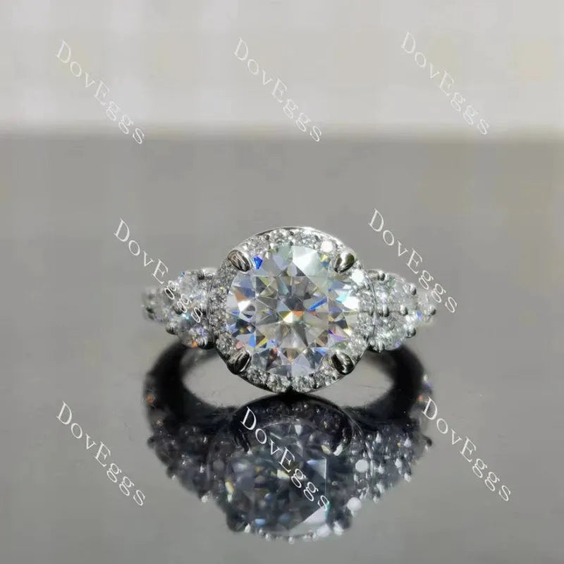 Doveggs halo side stones engagement ring semi-mount only(Exclusively to DovEggs Stones)