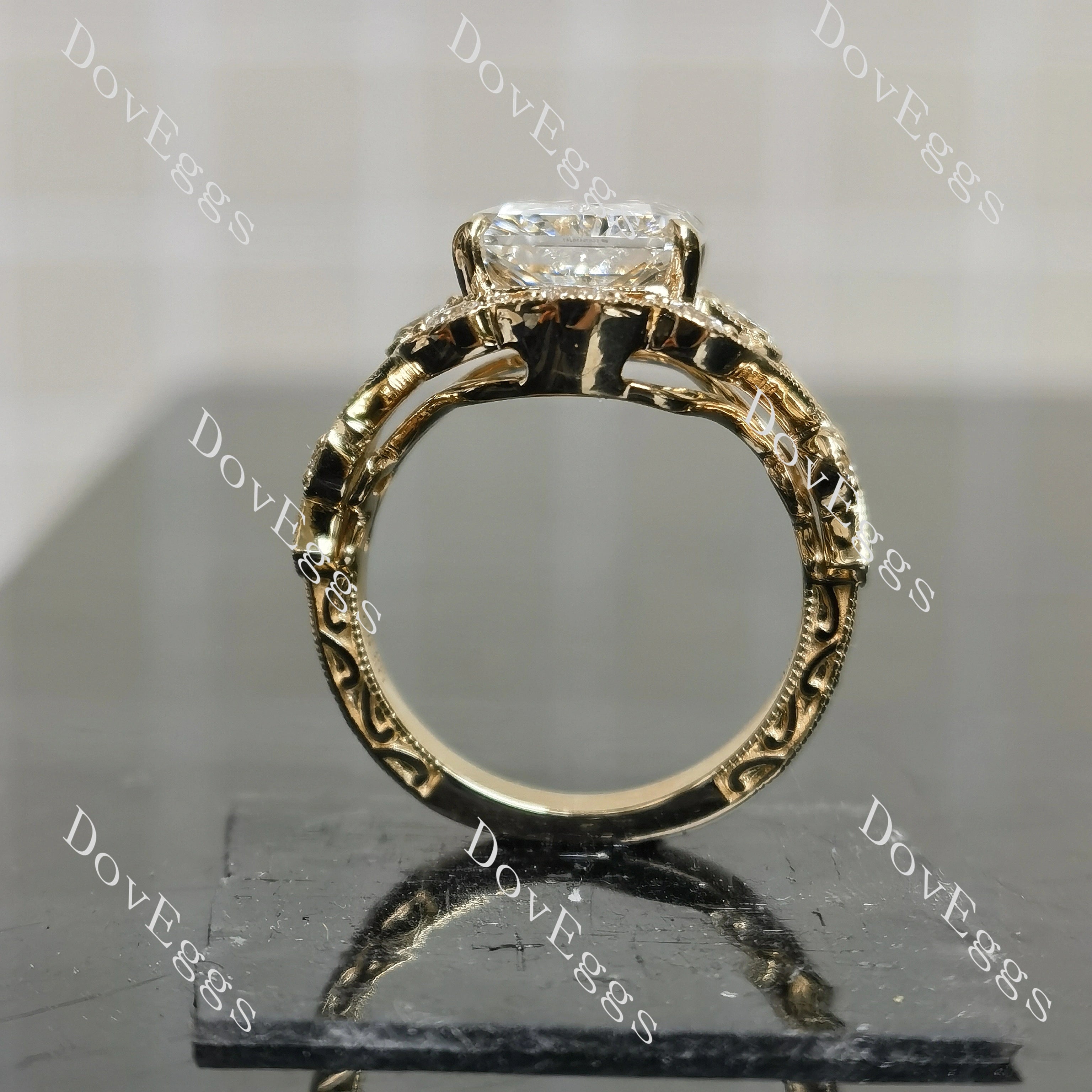 Radiant vintage art deco sparkle moissanite engagement ring | Doveggs