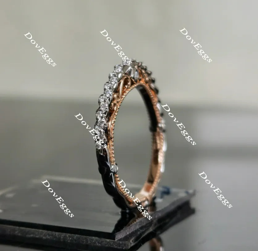 Doveggs round vintage moissanite ring/lab grown diamond wedding bands-2.7mm band width