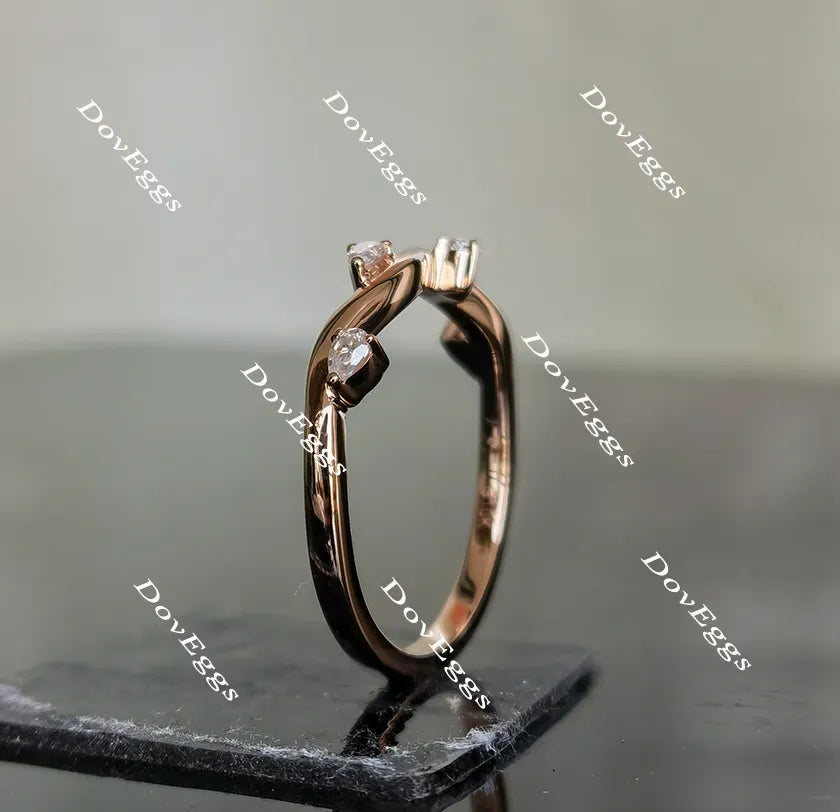 Doveggs leaves shape moissanite/lab grown diamond wedding band for women-1.8mm band width