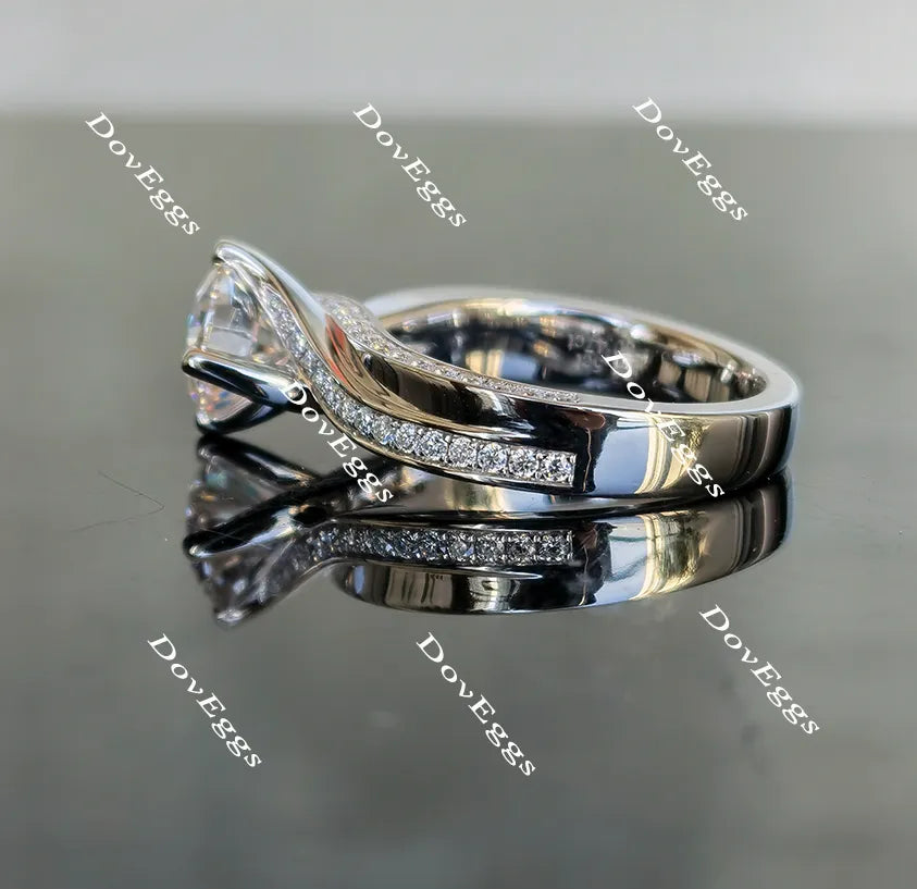 Doveggs round art deco moissanite engagement ring