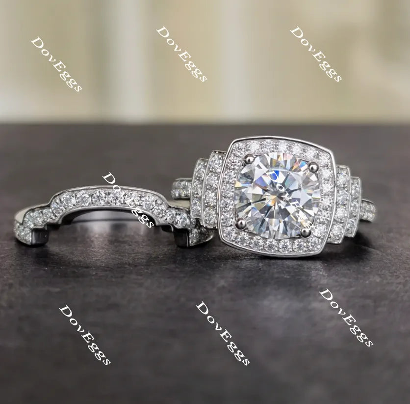 doveggs round halo moissanite bridal set (2 rings)