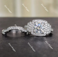 doveggs round halo moissanite bridal set (2 rings)