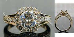 Doveggs cushion pave halo half eternity moissanite engagement ring