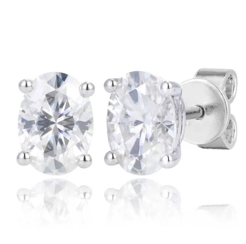 Doveggs solitaire oval moissanite stud earring for women