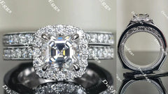 Doveggs halo asscher moissanite bridal set (2 rings)