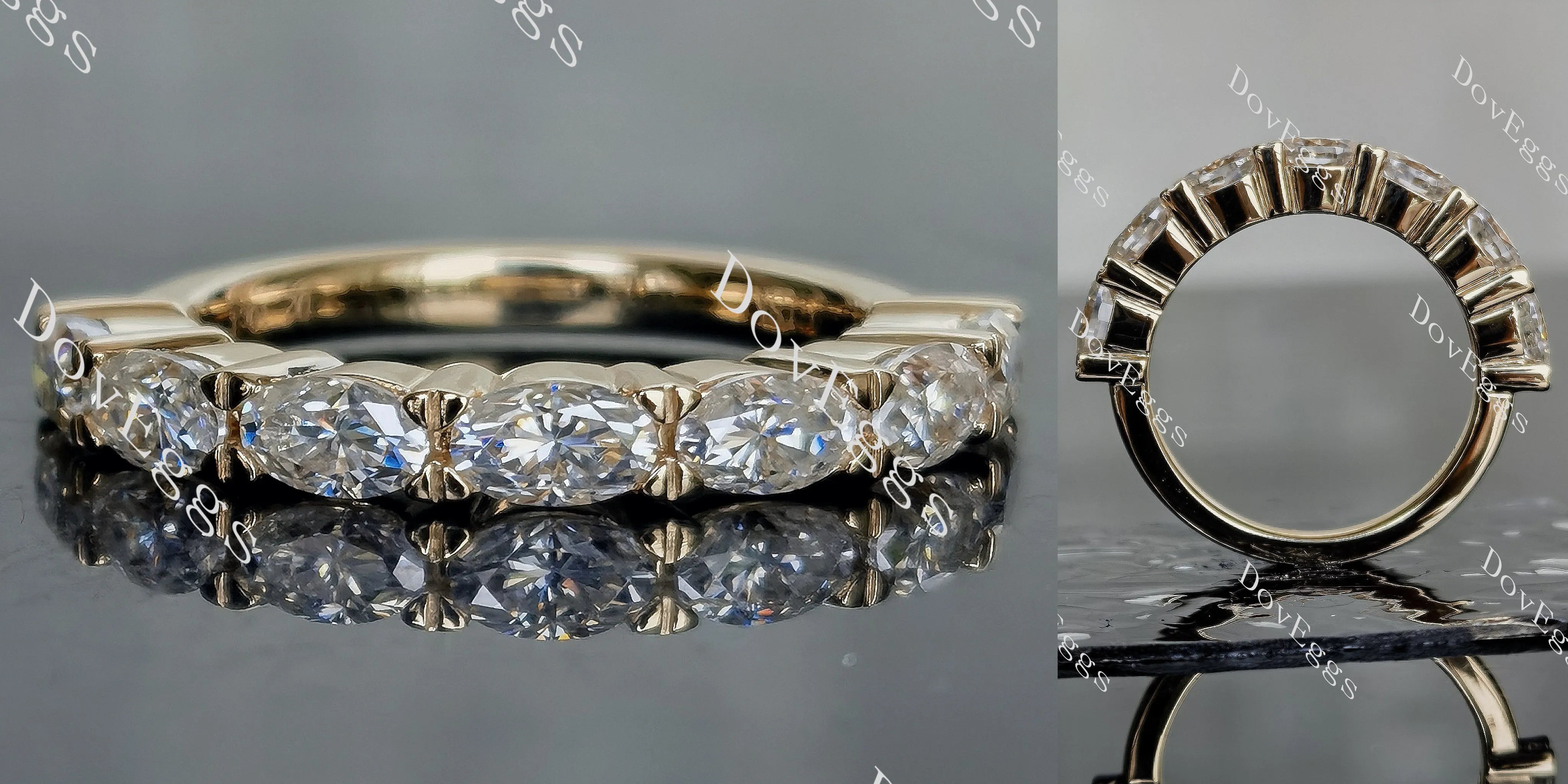 Doveggs oval seven stones moissanite/lab grown diamond wedding band-2.5mm band width
