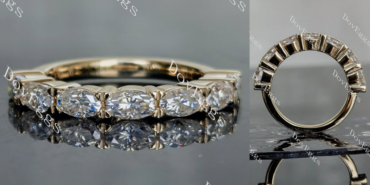 Doveggs oval seven stones moissanite/lab grown diamond wedding band-2.5mm band width