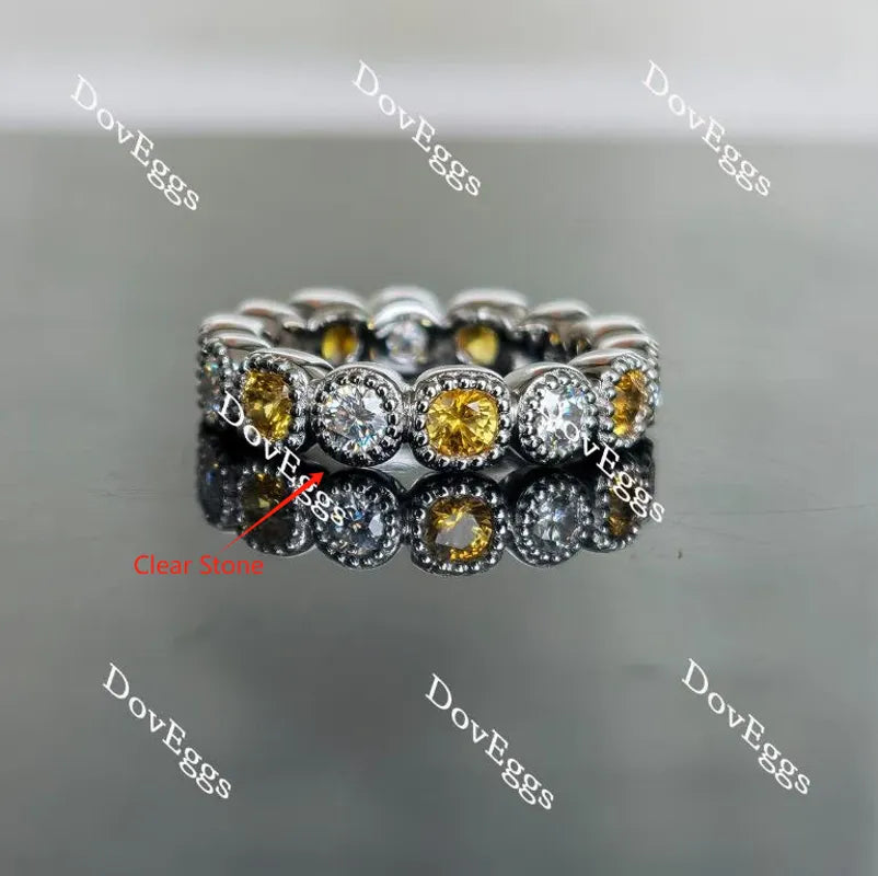 Doveggs round moissanite/lab grown diamond & colored gem wedding band-4.1mm band width