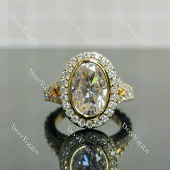 Doveggs bezel halo split shanks 3/4 eternity engagement ring semi-mount only(Exclusively to DovEggs stones)