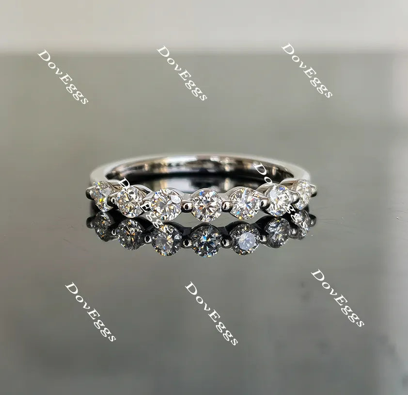 Doveggs round seven stone moissanite/lab grown diamond wedding band-2.0mm band width