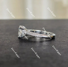 DovEggs half eternity pave heart moissanite engagement ring